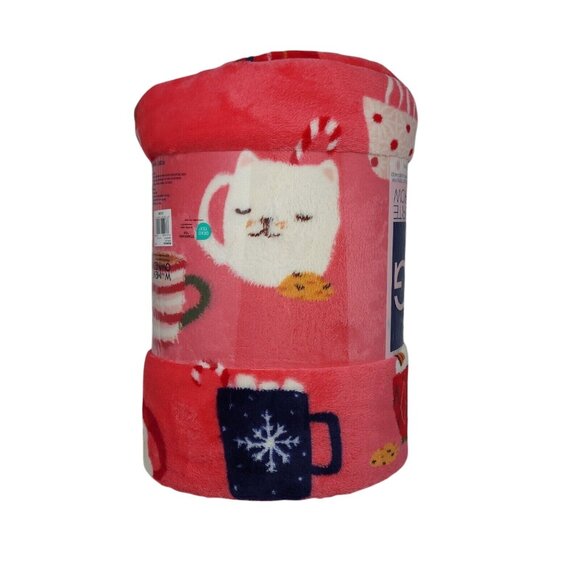 The Big One Oversized Plush Holiday Throw Blanket Hot Drinks 5'x6' or 60"x72" - Picture 3 of 10